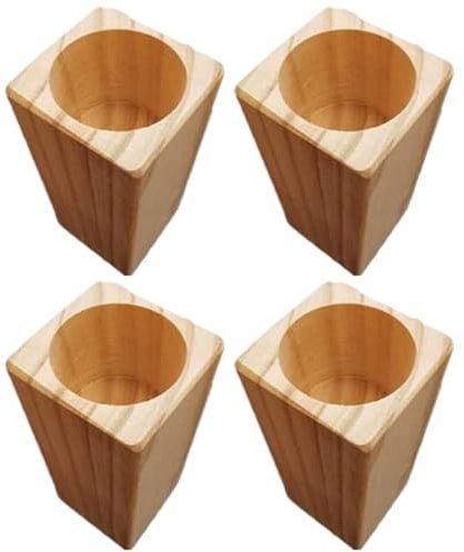 Dorccsi Lot de 4 rehausseurs de lit en Bois, rallonges Pieds Table Stables 10 cm avec Trou Rond encastré 5 cm diamètre, rehausseurs Meubles multifonctionnels pour Lits, Tables, chaises et c