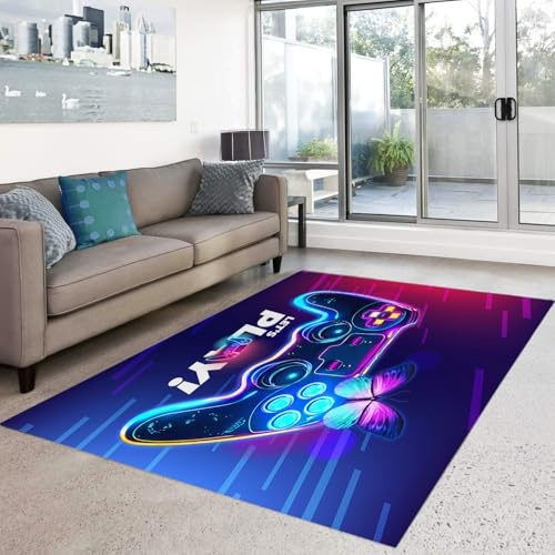 HOSIMA Tapis de sol doux antidérapant pour manette de jeu, tapis de chambre à coucher, à poils courts, moelleux, lavable (manette de jeu 100 x 150 cm)