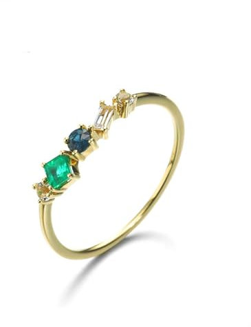 Wycian Gold Ring 18 Karat, Vorsteckring Gold Diamant Weiß Runde Form Größe 66 (21.0) für Damen Vatertag