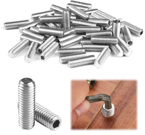 50 Tornillos sin Cabeza M8x25mm Tornillos sin Cabeza Hexagonales de Acero Inoxidable Resistentes a la Corrosión, Impermeables y Duraderos para Maquinaria, Automoción y Bricolaje Profesional (Plata)