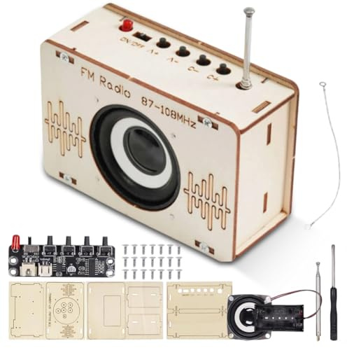 DIY Kits Holz Radio, Holzs 3D Puzzle Radio Bausatz, DIYs Radios FM Empfänger Kit, Elektronisches Lernset Für Holzradios, DIYs Holz Bastelset für Kinder ab 7 Jahren, STEM-Spielzeug für Alter 7-12 Jahre