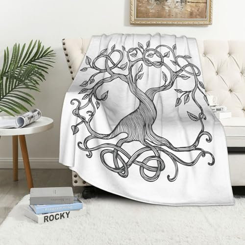 MAAPCHP Kuscheldecke Flauschig Decke Fleecedecke Keltische Lebensbaum-Illustration von Wohndecke Warm Winter Weich,Decke Couch Blanket,Wohn- & Kuscheldecken 100 x 130 cm,Sofa überwurfdecke