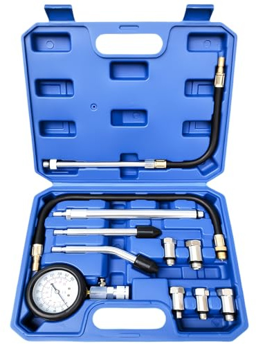 11 Stück kompressionsprüfer Set: Auto Kompressionstester-Satz für Benzinmotor 0-300 PSI / 0-20 Bar, Kompressionsprüfgerät Benzin Kompressionsmessgerät, Zylinderdruck Kompressionsmesser