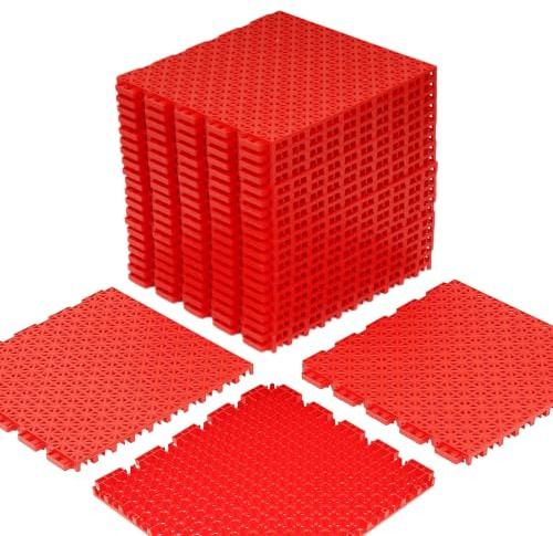 jxgzyy 24 alfombrillas de drenaje antideslizantes para suelo de garaje de 30,5 cm (rojo)
