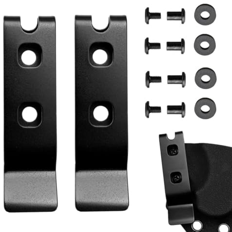 FJYXCHENXM 2 Set Knife Belt Clip Professional Stainless Steel Belt Holster Sheath Clip with Screws for Kydex Sheath, Black