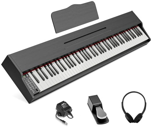 JOINATRE 88 Keys Digital Piano Keyboard with Full Size Semi-weighted Keys,Portable Electric Piano with Pedal,Headphone,MP3 Connection,Full-featured Keyboard for Beginner,Kids,Adults,Black