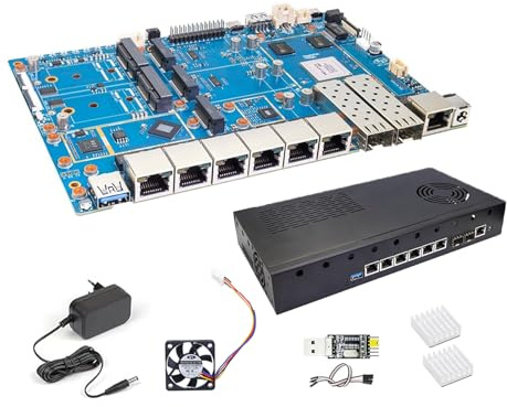 Banana Pi BPI R4 Pro WiFi 7 Router OpenWrt, MT7988A CPU 4/8GB DDR4 RAM 4X 2.5G Porta Ethernet 2X 10G Porta in Fibra Ottica Supporta 4G/5G, per Smart Home NAS Gateway Internet Service Router (KIT2,8GB