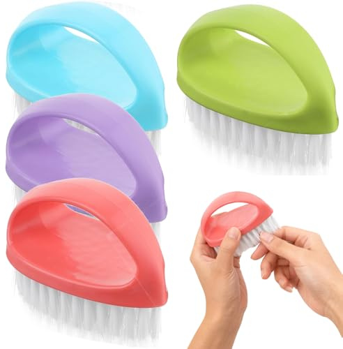4Pcs Hand Nail Brushes,Handle Grip Heavy Duty Nail Brushes for Cleaning Fingernails Toes Deep Clean Hand Scrubber with Nylon Firm Stiff Bristles for Gardeners Mechanics Hand Under Nails