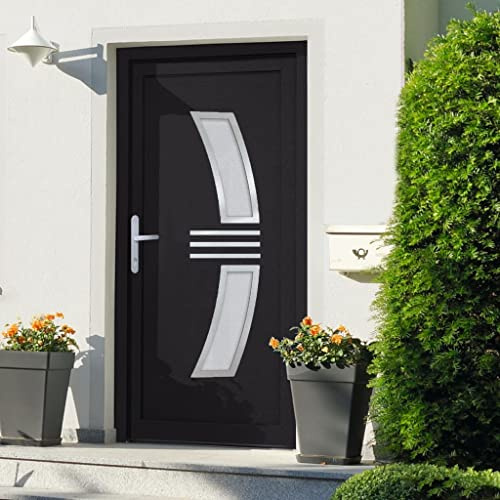 Haustür Anthrazit 98x208 cm, PVC-Rahmen, 3D-Scharniere, 5-Punkt-Verriegelung, links öffnend, sichere Isolierverglasung, robust