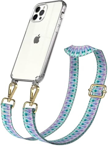 EAZY CASE Handykette - Verstellbares Taschenband kompatibel mit iPhone 12/12 Pro, Schulterriemen, Handykordel mit Silikon Hülle, Umhängetasche, Einhorn Gold