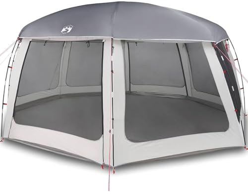 Piscina + paredes de malla mosca extraíble + refugio impermeable a prueba de viento + poliéster 185T PU revestimiento marco de fibra de vidrio gris 690 x 690 x 280 cm + protección de piscina redonda