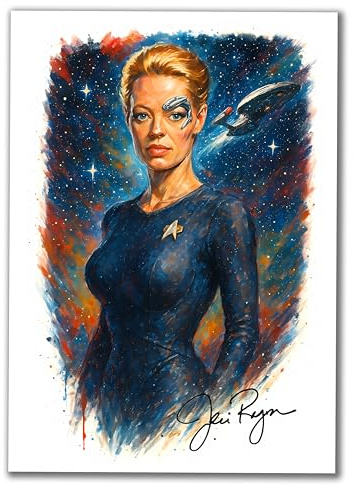 Jeri Ryan Seven of Nine, Star Trek Voyager-inspiriertes Kunstwerk, A4, ungerahmt, Aquarell-Stil, Sci-Fi-Charakter-Porträt-Poster