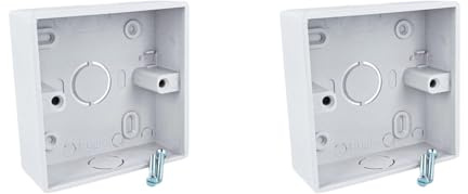 2 Pezzi Scatola Esterna 502, Cassetta da Parete Portafrutti 2 Moduli, 86 x 86 x 33 mm, Scatola Quadrata IP40, Colore Bianco, Compatibile con Serie Civili