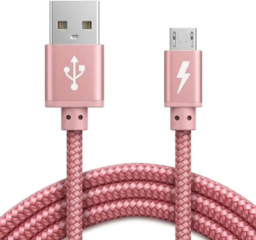 iSOUL Micro USB Cable, Rose Gold 3M Android Charger Cable 2.4A Nylon Braided Fast Charging Cables for PS4, Samsung Galaxy S7 S6 S5 J7 J5 J6 J3, Note, LG, Nexus, Nokia, Xbox, HTC,Sony, Kindle Fire