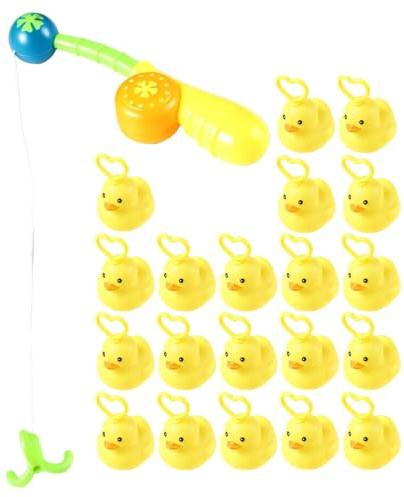 20 Stück Bade-Enten Angelspiel mit Haken - Sinnesförderndes Badespielzeug, für Babys Kleinkinder, geeignet für Badewanne Dusche Badezeit