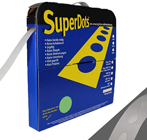 KLEBESHOP24 Superdots doppelseitige Klebepunkte im Spenderkarton/Ø 10 mm, 5000 Stück, Klebestärke Midtak ablösbar