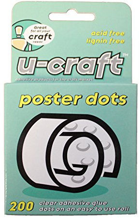 U-Craft 14mm Poster Glue Adhesive Dots 200 per roll Removable peelable 201063