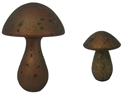 GILDE 2er Set Design-Pilz Drop, Keramik, Bronze-grün, Maße ca.: 10 x 12 cm & 15 x 20 cm
