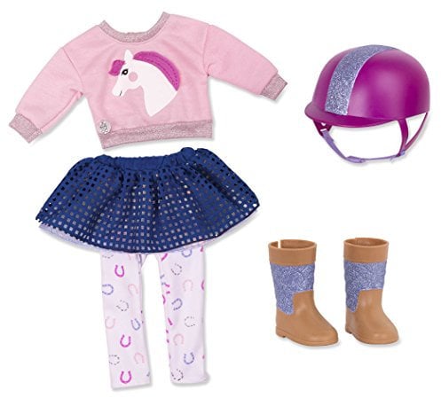 Glitter Girls Abbigliamento deluxe per bambole da 36 cm - stivali da equitazione, casco da equitazione, maglione, gonna - accessori per bambole, giocattoli a partire dai 3 anni, colore casuale