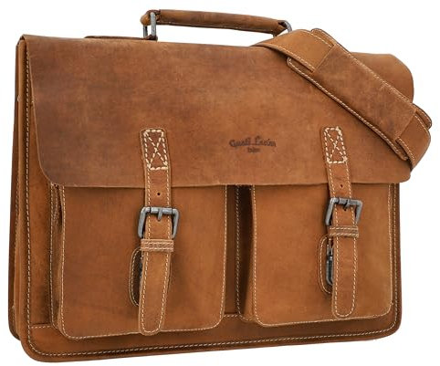 Gusti Fahrradtasche Leder- Marc Umhängetasche Riementasche Schultertasche Businesstasche Messenger Bag Arbeitstasche Ledertasche wasserfest Braun Leder