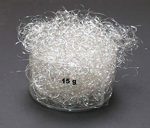 Luxtor- 1 Beutel Lametta Engelshaar Silber Christbaumschmuck Engelhaar Lamettahair (15, Gramm)