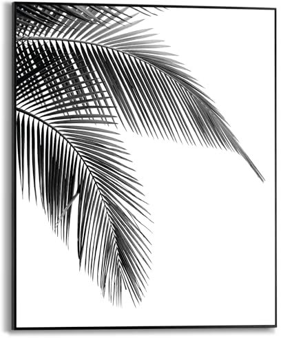 REINDERS Gerahmtes Bild, Palmen Blatt, Küche, Bilder, Wanddeko, Room Decor, MDF, Schwarz-Weiß, 50x40cm