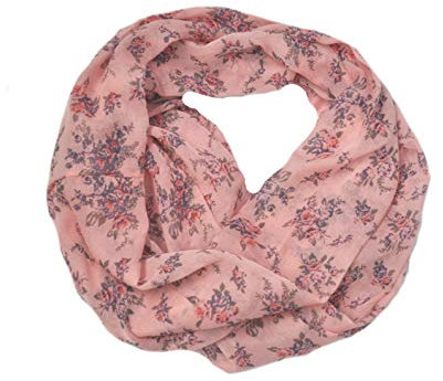 Euly Seide Cotton Loop Schal Loopschal Rundschal Schlauchschal Tuch Tücher Damenschal Traumfänger (Blumen Lachs)