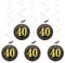 Oblique Unique® 5 Deckenhänger Wirbel Spiral Girlanden mit Zahl 40 Rund Deko für Geburtstag Jubiläum Party Feier UVM. Silber Schwarz Gold