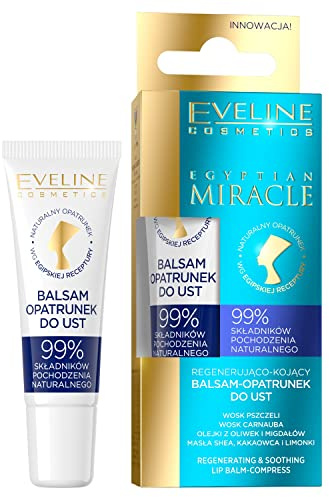 Eveline Cosmetics Egyptian Miracle Regenerating & Soothing Lip Balm - Nourishing, Moisturizing Treatment with Exotic Lime Scent, 12 ML