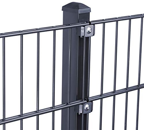 HORI® Doppelstabmattenzaun Komplettset I Metallzaun Gartenzaun I Robust und wetterfester Zaun I Höhe 103 cm I Anthrazit I RAL 7016 I mit Klemmhaltern I Zaunlänge 17,5 m