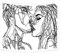 Ruibo Wandteppich für Damen und Herren, abstrakte Skizze Kunst Kiss Lovers Tapisserie/Küssen Tapisserie Wandbehang Schwarz und Weiß Line Art Tapisserie Strand Überwurf (RB-K-2) (B:200,7 cm H:149,9 cm)