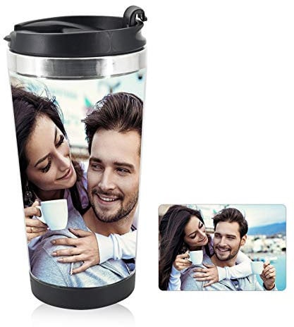 Vaso de acero inoxidable, taza de acero inoxidable, puede agregar fotos, dibujar graffitis, ideal para bebidas frías y calientes, hogar, oficina, trabajo al aire libre, 350 ml (no personalizar)