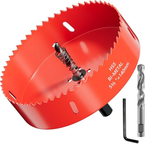 GARHWAL Bi-Metal Hole Saws - 140mm Wood Cutter, Metal Hole Saw, Circular Cutter for Walls, Core Drill Bit - Fast Cutting with Long-Lasting Blades for Plumbing, Conduits, Kitchens, Other DIY Projects