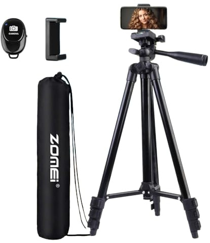 55 Phone Tripod, Camera Tripod for iPhone with Remote Shutter Gopro Holder and Universal Clip, Compatible with iPhone/Android/Sport Camera Perfect for Video Recording/Selfies/Live Stream/Vlogging