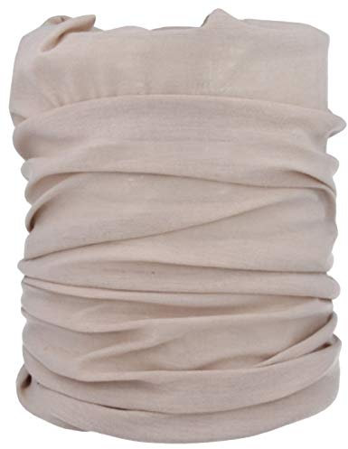 Multifunctional Headwear Neck Scarf Bandana Balaclava Face mask Headband Hairband Tube Gaiter Stretch Snood for Sports Yoga Running Cycling Hiking (Beige)