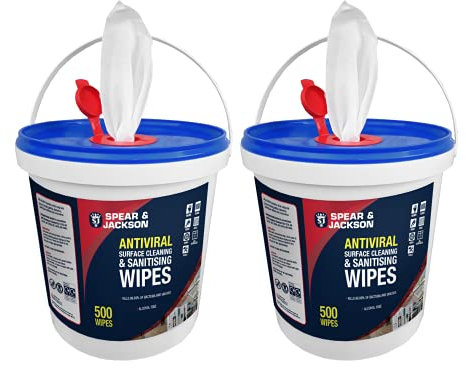 Spear and Jackson - 2 x 500 Multi Surface Cleaning Wipes - Wet Wipes - Kills Germs - Home and Garden Use