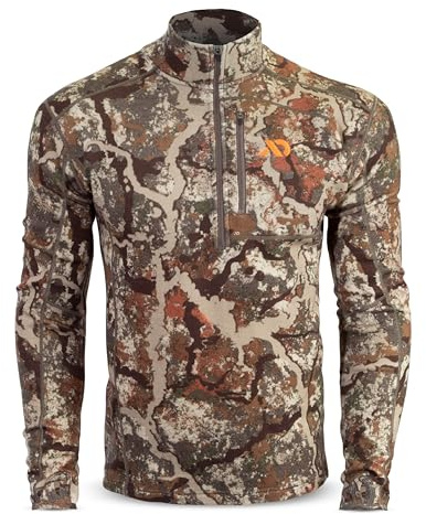 First Lite Men's Furnace Quarter Zip - Merino Wool Fleece Camo Hunting Long Sleeve, Insulated Midlayer, Hunting Gear For Men
