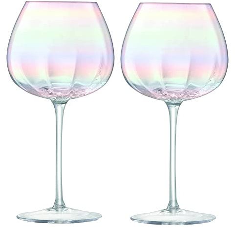 Crystal Wine Glasses, Long Stem Goblet Pearl Iridescent Tumbler Glasses Set, Gin Glasses Balloon Shaped, Cocktail Glasses, Champagne Flutes Perfect for Parties,Wedding and Gifts (Gin Glasses)