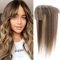 Silk-co Hair Topper Echthaar mit langem Pony, Toupet Damen 10x12cm Basis, Haartopper Echthaar mit Remy Seide Basis, Haar Topper Clip in Haarteil Extensions, 30cm4P27# Mittelbraun & Dunkelblond