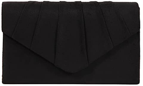 BBjinronjy Clutch Geldbörse Abendtasche für Frauen Abend Hochzeit Party Samt Wildleder Plissee Handtasche, Schwarzes Veloursleder