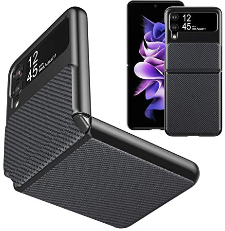 Eastcoo Slim Fit Galaxy Z Flip 3 5G Hülle, Stoßfest Scharnierschutz Handyhülle Speziell Entworfen für Galaxy Z Flip 3 5G (2021), Schwarz