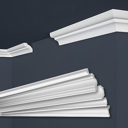 MARBET DESIGN Stuckleisten XPS Styropor weiß - Deckenleisten Deckenstuck Leisten E-Leisten - (2 Meter / 1 Leiste E-6)