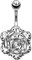 14g Piercing Nombril Acier Inoxydable, Bijoux de Corps Femme Sexy Fleur Rose avec Zircone Blanc