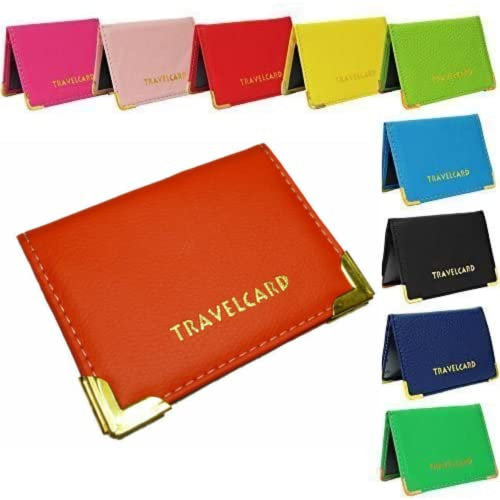 Glemified - Funda de piel para tarjeta de viaje de ostra para pases de autobús (naranja), Orange, Clásico