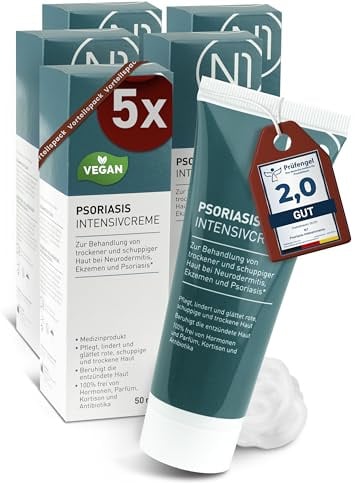 N1 Psoriasis Intensivcreme 250 ml - Creme gegen Schuppenflechte & Juckreiz | Schnelle Hilfe bei Neurodermitis, Ekzeme & starkem Juckreiz - Beruhigt und lindert schuppige, entzündete & trockene Haut
