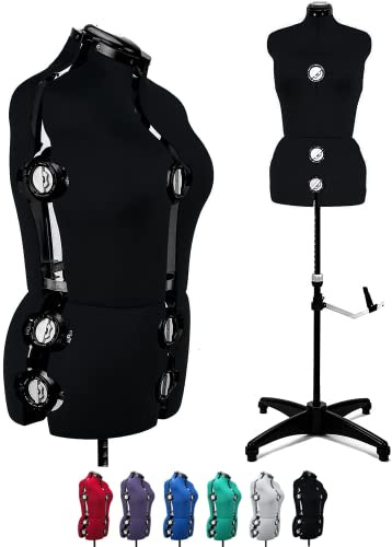 Verstellbare Schneiderpuppen Frauen S (32-42) 13 Drehrädchen Damen Büste Damenbüste Schneiderbüste Mannequin mit Beinansatz Schwarz Gr.S