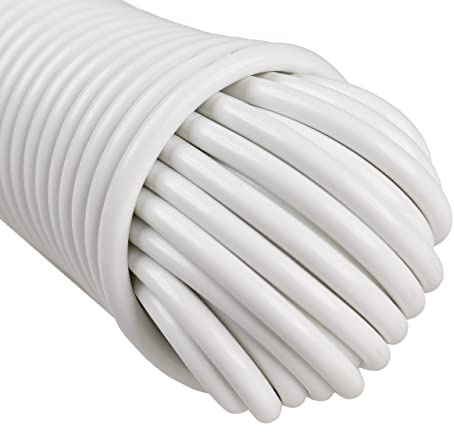 West Coast Paracord’s Plastic Coated Clothesline – Synthetic Fiber Core – All Purpose Laundry Line Dryer Rope – Strong and Durable – Crafting and DIY Projects - (7/32 Inch, 50 FT) White