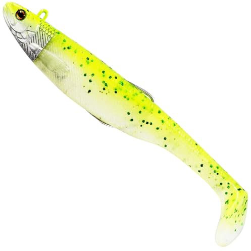 Westin 17cm 75g Magic Minnow Jig - 1 Jigkopf + 2 Gummifische, Farbe:Sparkling Chartreuse