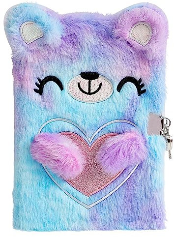 PESLNG Journal Intime Fille avec Cadenas | Carnet Secret, Cadeau Fille | Encourage l'Écriture, Parfait pour l'École et les Occasions Spéciales (Ours de dessin animé, Multicolore)