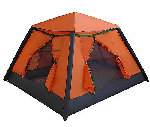 CYTBEK Aufblasbares Zelt für den Außenbereich, Camping-Luftzelt für 2–4 Personen, mit Luftpumpe und Tragetasche, Faltbare Hauszelte, für Familie, Outdoor, Camping, Wandern, 100% wasserdicht orange